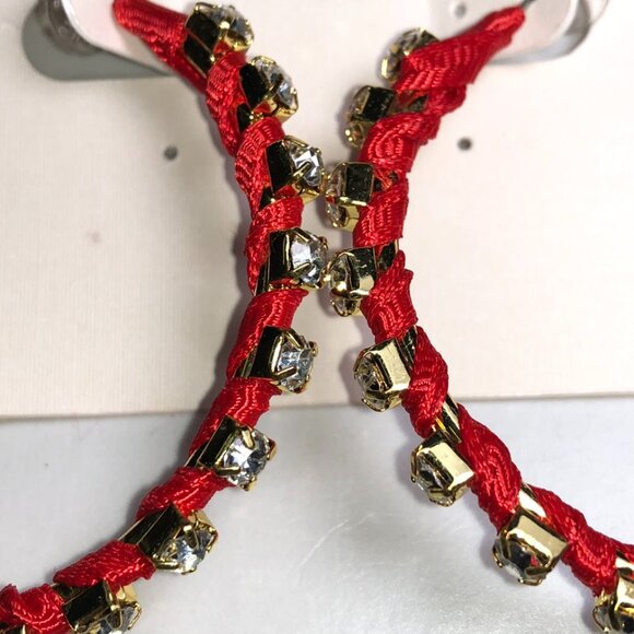 Amrita Red & Gold Crystal Hoop Earrings - Picture 2 of 5